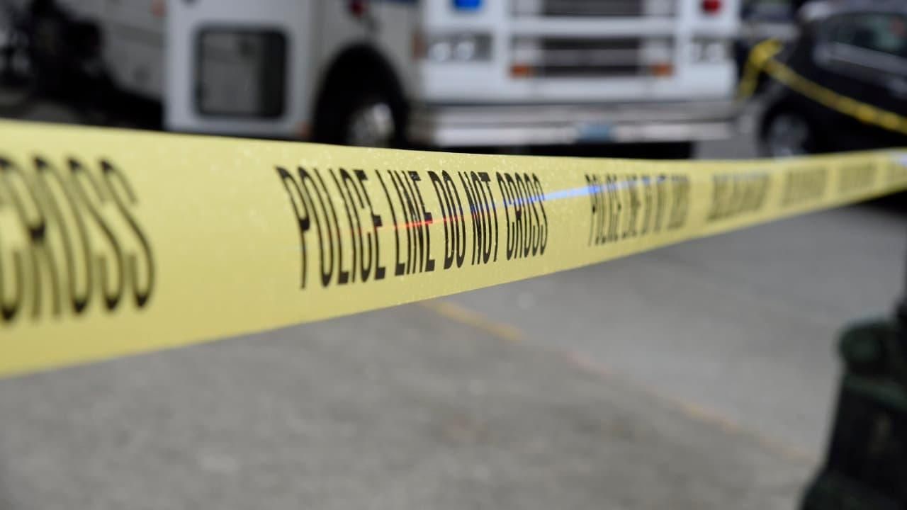 Police tape crime scene.